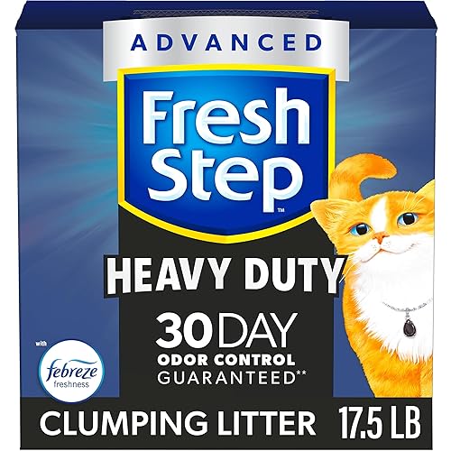 Fresh Step Clumping Cat Litter, Heavy Duty Advanced, Long Lasting 30-Day Odor Control with Odor Eliminating Carbon, 17.5 lb - Heavy Duty