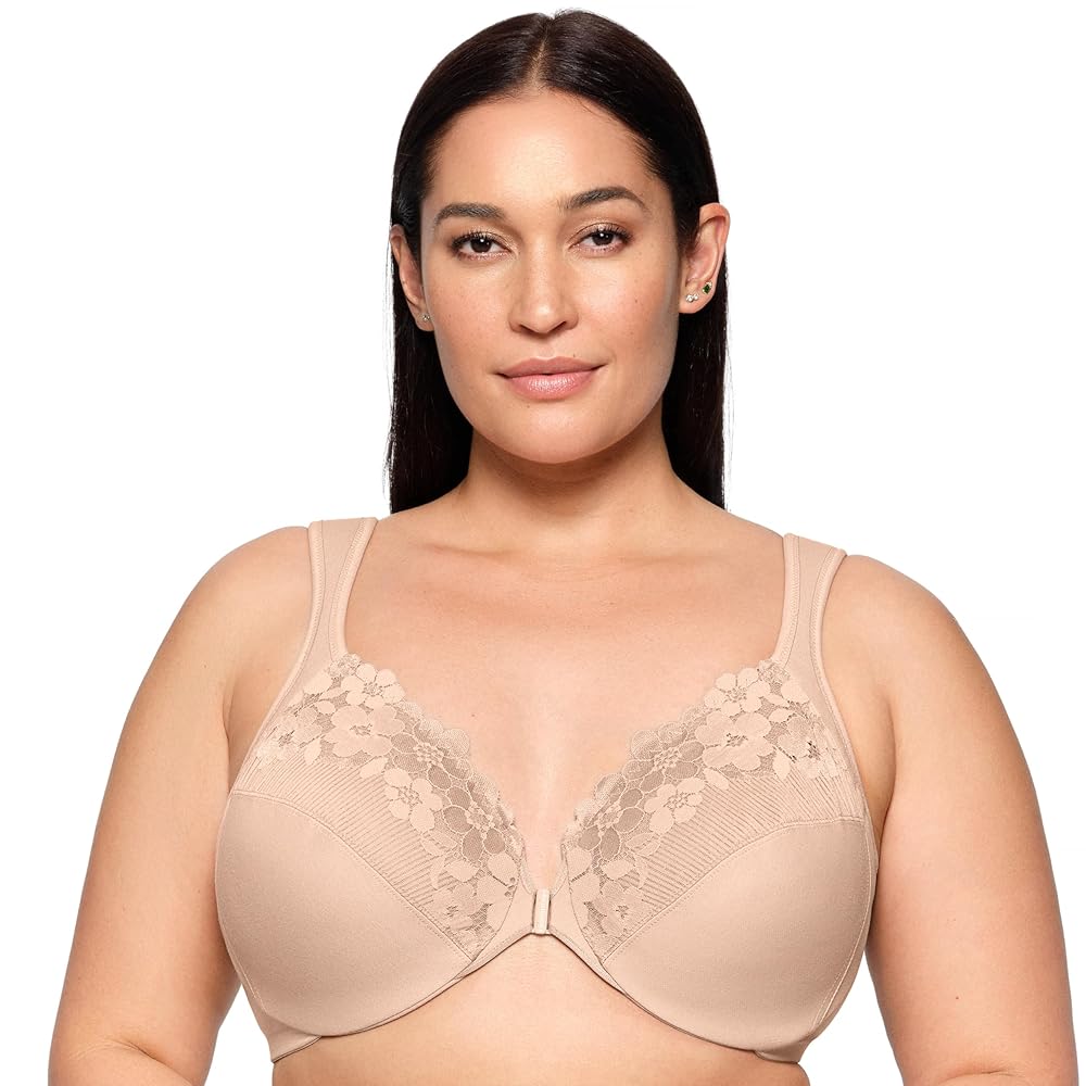Glamorise Full Figure Plus Size Front-Closure Cotton