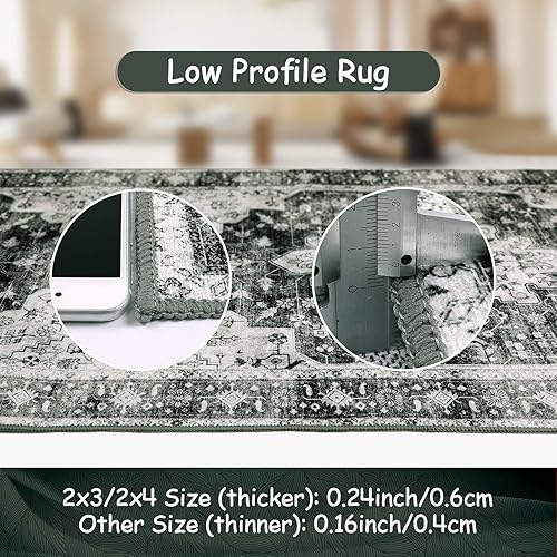 Miniatura 4 de Moynesa Alfombra pequeña lavable de 2 x 3 para puerta delantera, antideslizante en blanco y negro, alfombra de pelo bajo para cocina con parte