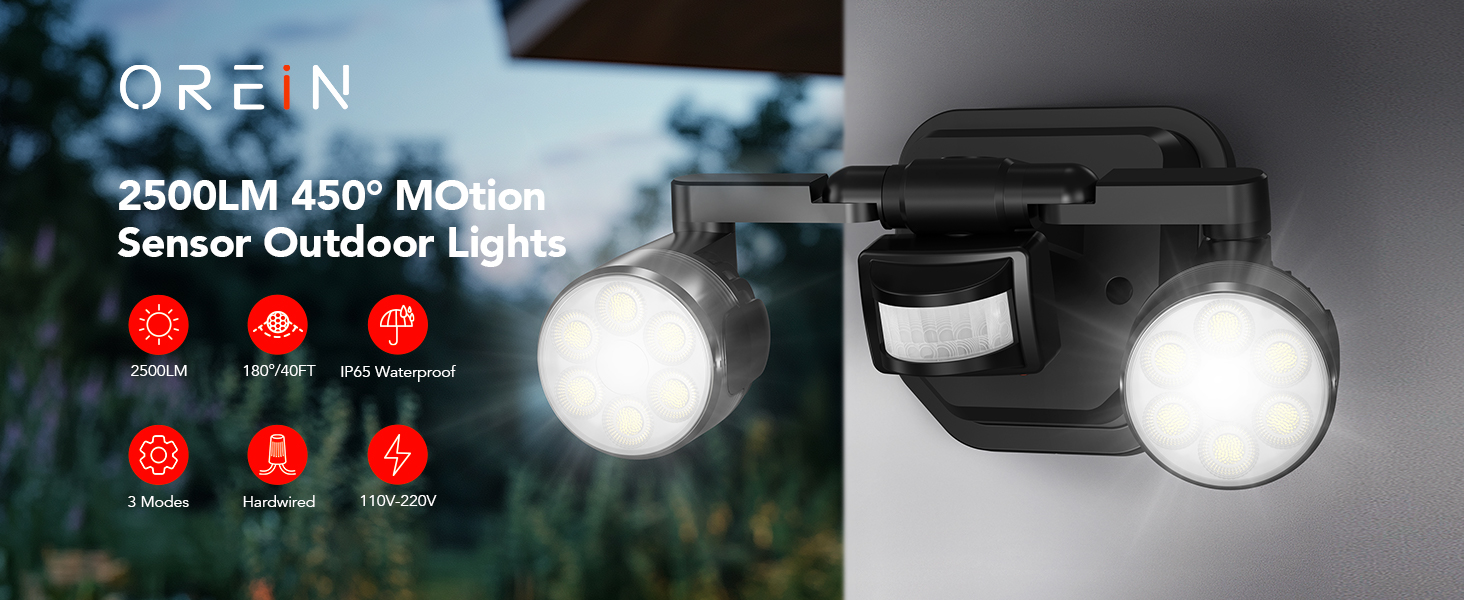 Outdoor Flood Lights OREiN Wired And Solar Hybrid LED Smart Motion