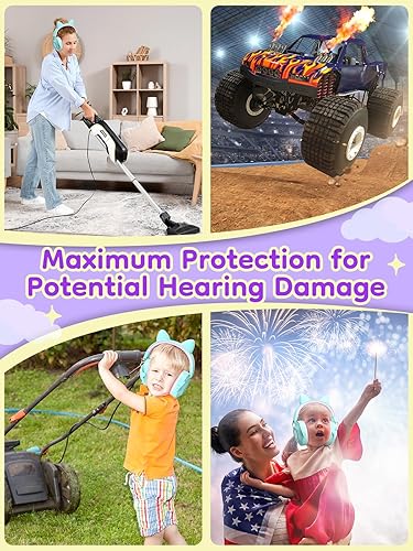 Vista 18 de Orejeras de seguridad con reducción de ruido de 31 dB con diadema ajustable para adultos y niños, protección auditiva, para autismo sensorial, negro