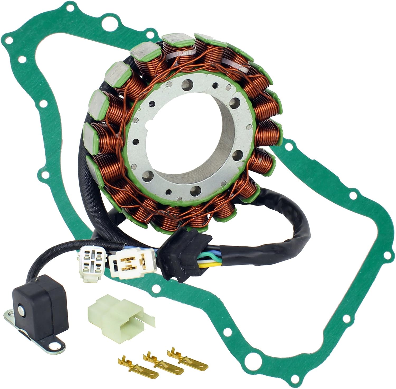 Caltric Stator and Gasket Compatible with Suzuki Lt-A500F Lta500F Vinson 500 4X4 Auto 2002-2007