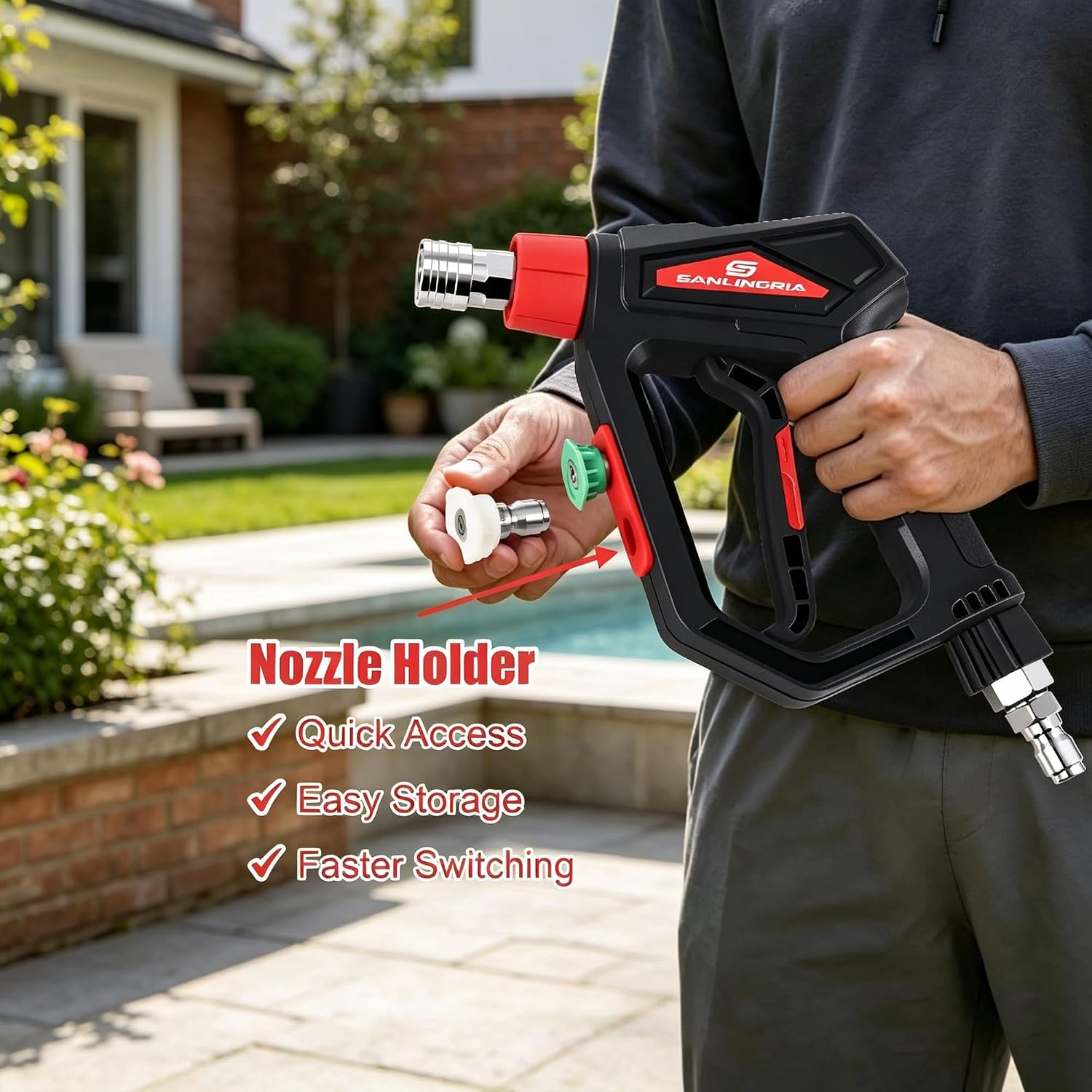 Short Pressure Washer Gun with Swivel 4000 PSI, 1/4'' Quick Connector