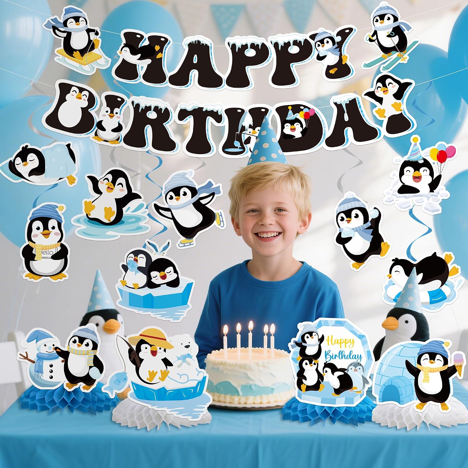 Penguin Birthday Party Decorations - 13 Pcs Winter Supplies image 4