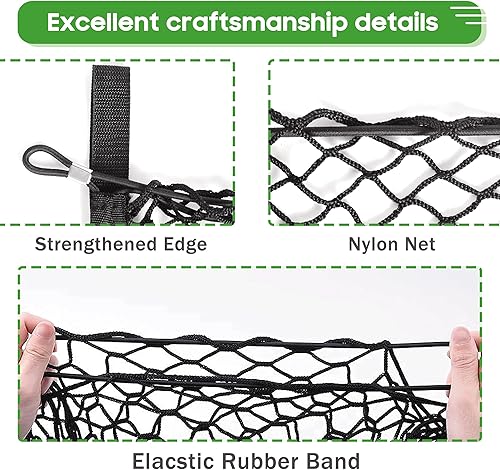 Miniatura 3 de 10L0L Bolsa de red de carga para carrito de golf para 2 pasajeros, malla de nailon portátil de doble capa, redes de almacenamiento elásticas