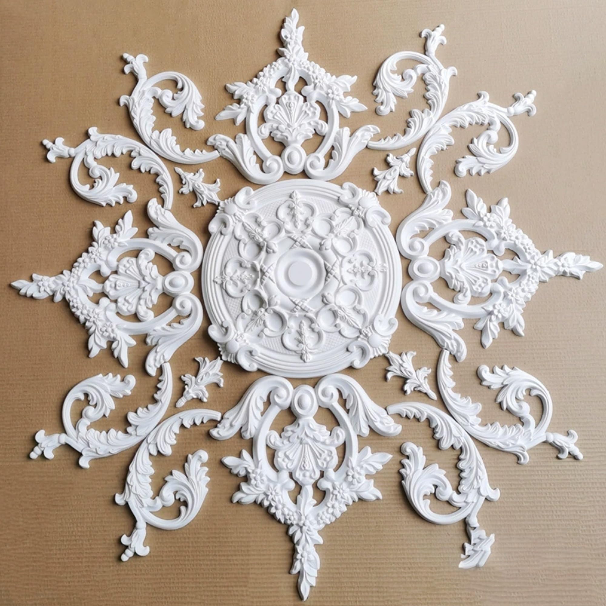 124cm Rosone Lampadario Soffitto Bianco Polistirolo Decorativo | Medaglione del Ventilatore Rotonda Moderno per Pareti Portalampada