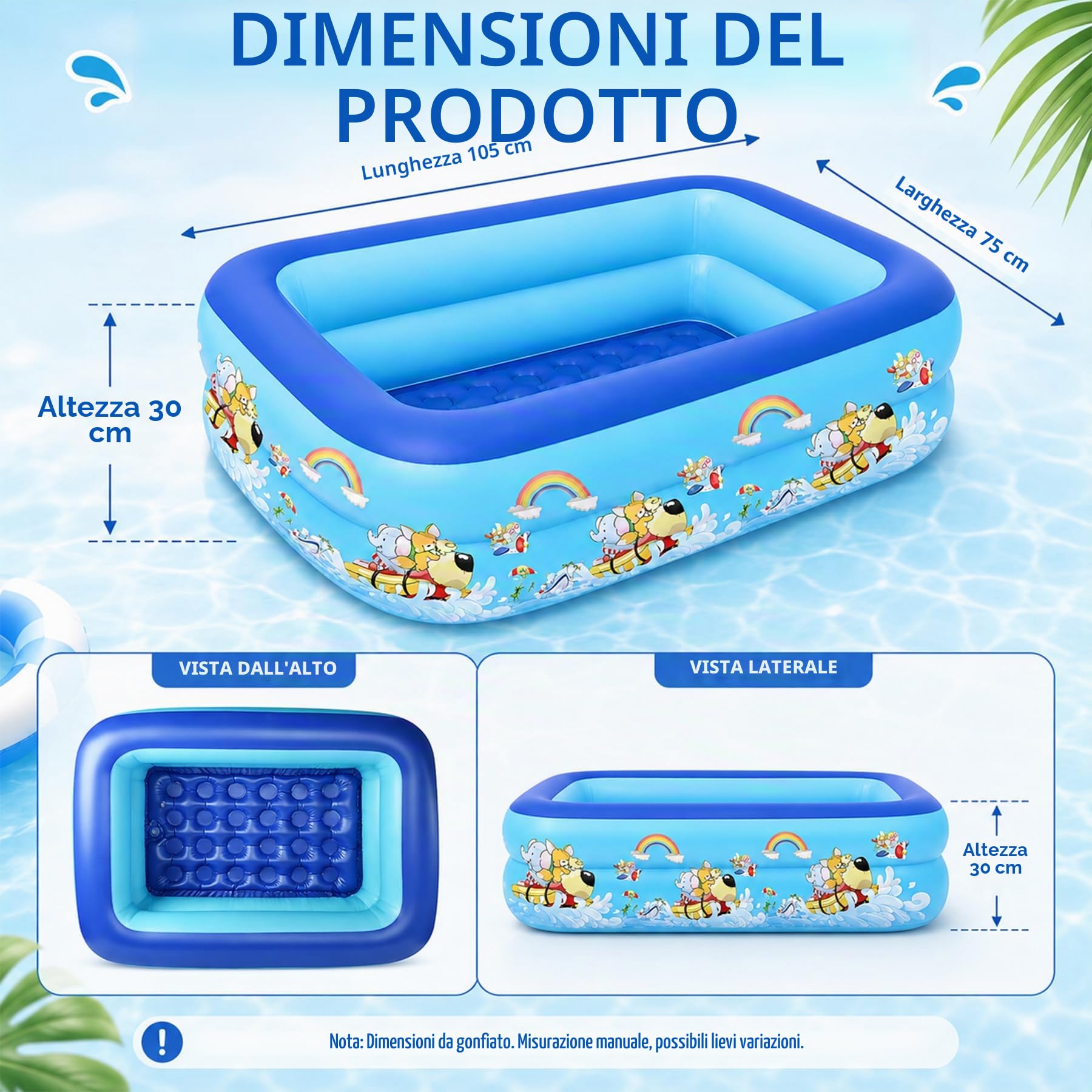 Sunshine smile Piscina gonfiabile per bambini, 120 x 85 cm, rotonda, rossa, 3 strati, per bambini di tutte le età