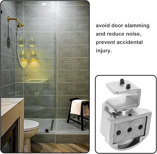 Miniatura 2 de Tope magnético para puerta, 1 juego de tope de puerta de vidrio, tope de puerta de ducha con accesorios, tope magnético para puerta