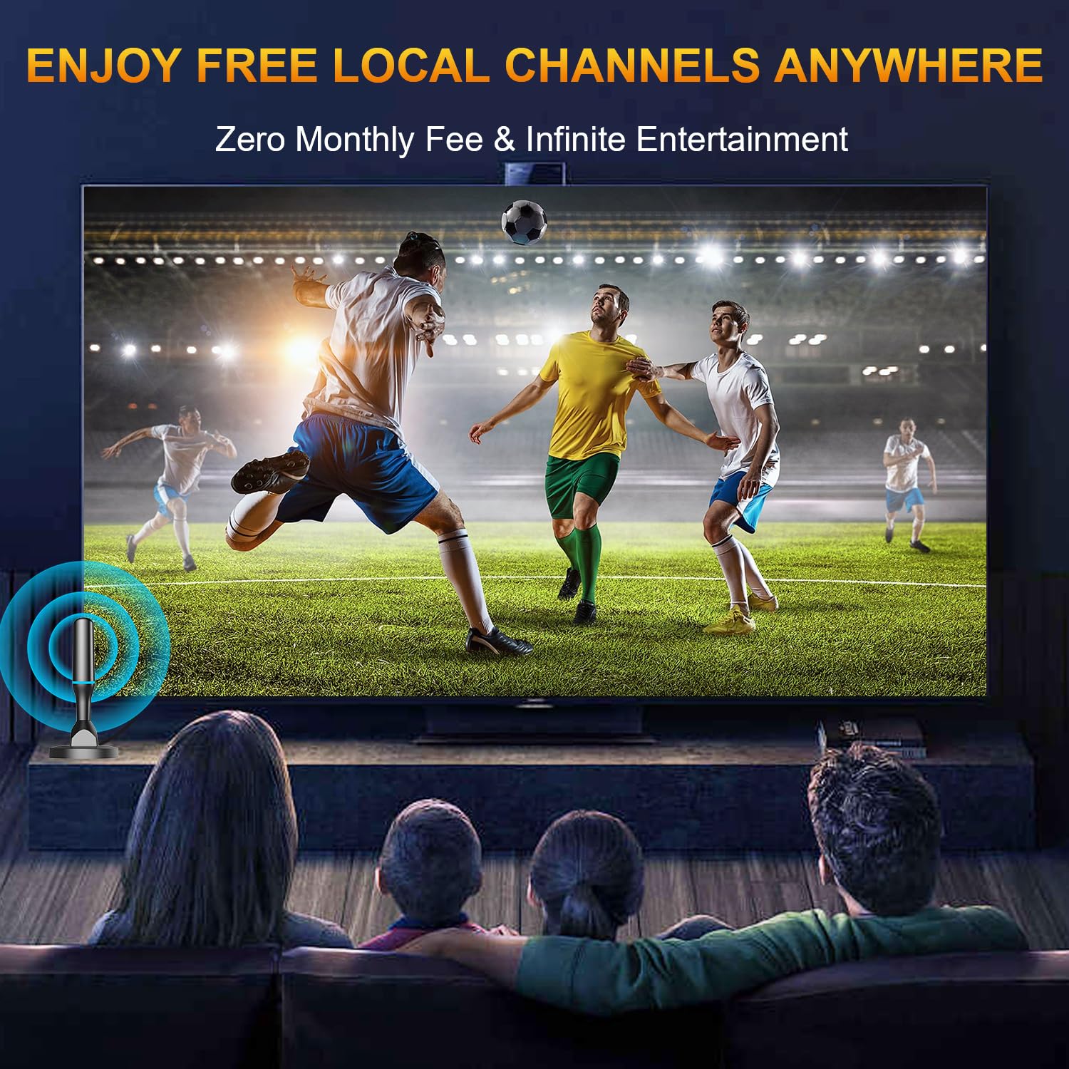 Antenna TV per canali locali interni, antenna TV digitale HD per Smart TV da interni 4K con amplificatore rimovibile e base magnetica, nessun cavo necessario – Cavo da 9,8 m - Adatto per TV con