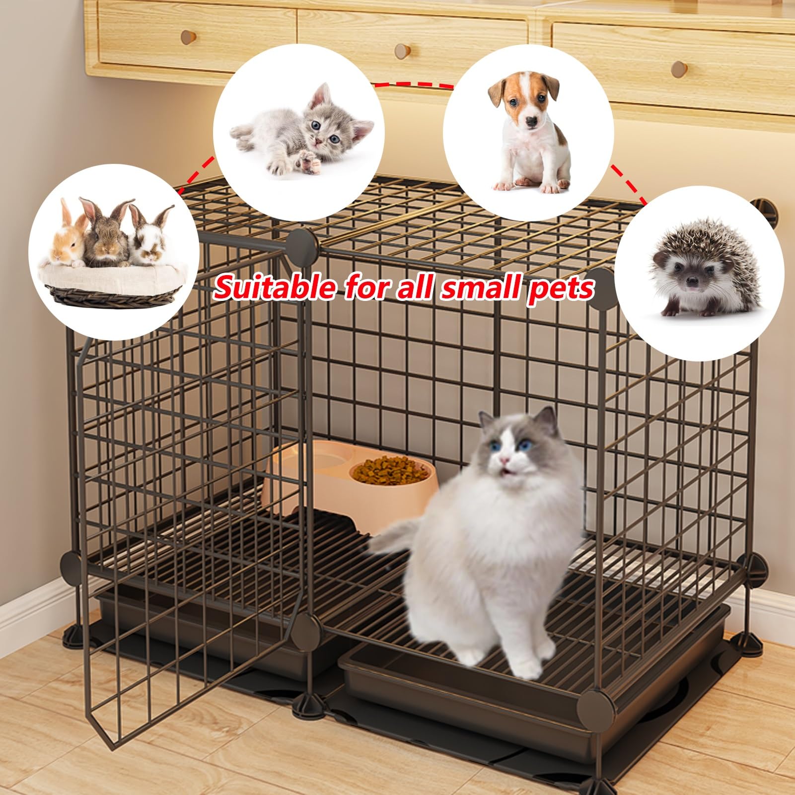 Box per gatti, gabbie in metallo a 2/3 livelli con design staccabile, grande contenitore per esercizi con vassoio e scale, ideale per gatti e furetti