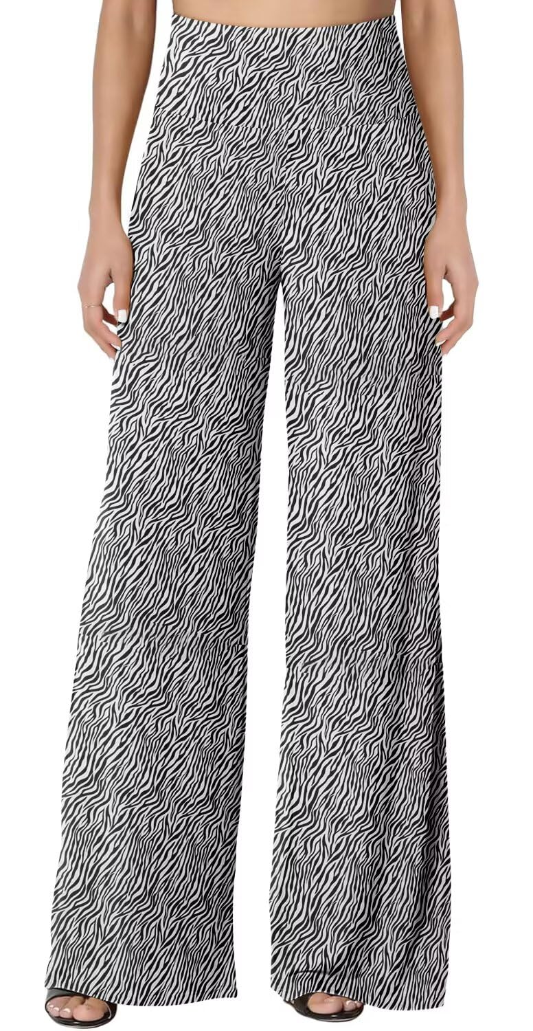 JZC Women's Palazzo Lounge Pants Stretchy Wide Leg Casual Pants Comfy High Waist Flowy Pants S-3XL