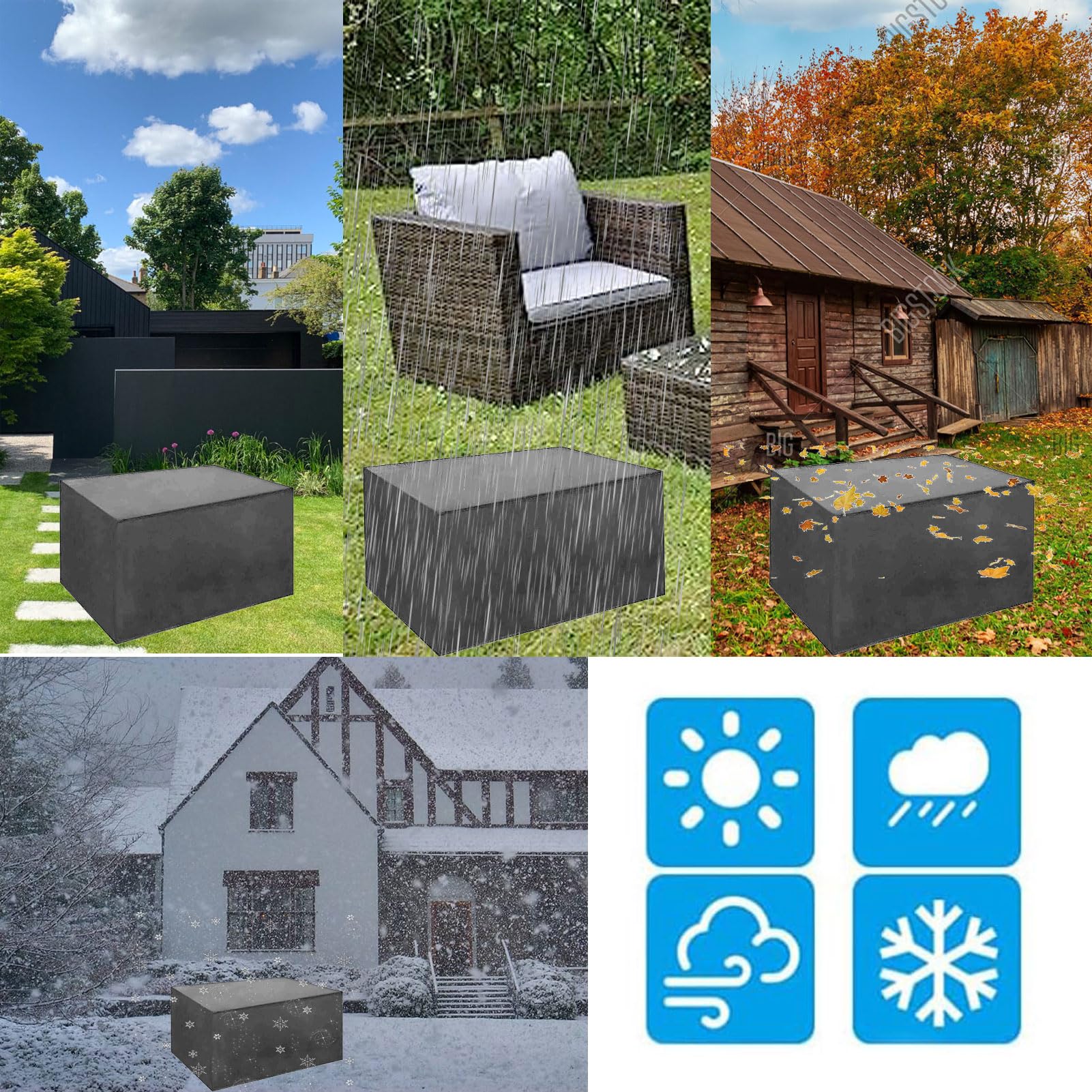 Pokrowce na meble ogrodowe Wodoodporne 200x200x80cm, wytrzymałe pokrowce na meble ogrodowe, 420D Oxford Outdoor Prostokątne pokrowce na stół, odporne na rozdarcia, pyłoszczelne