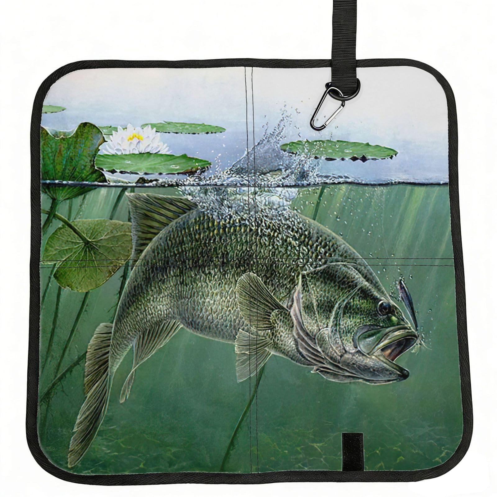 SDEGTHO Fish with a Lure Printed Foldable Seat Pad with Closure, Lightweight Cushion for Airplane Travel Camping