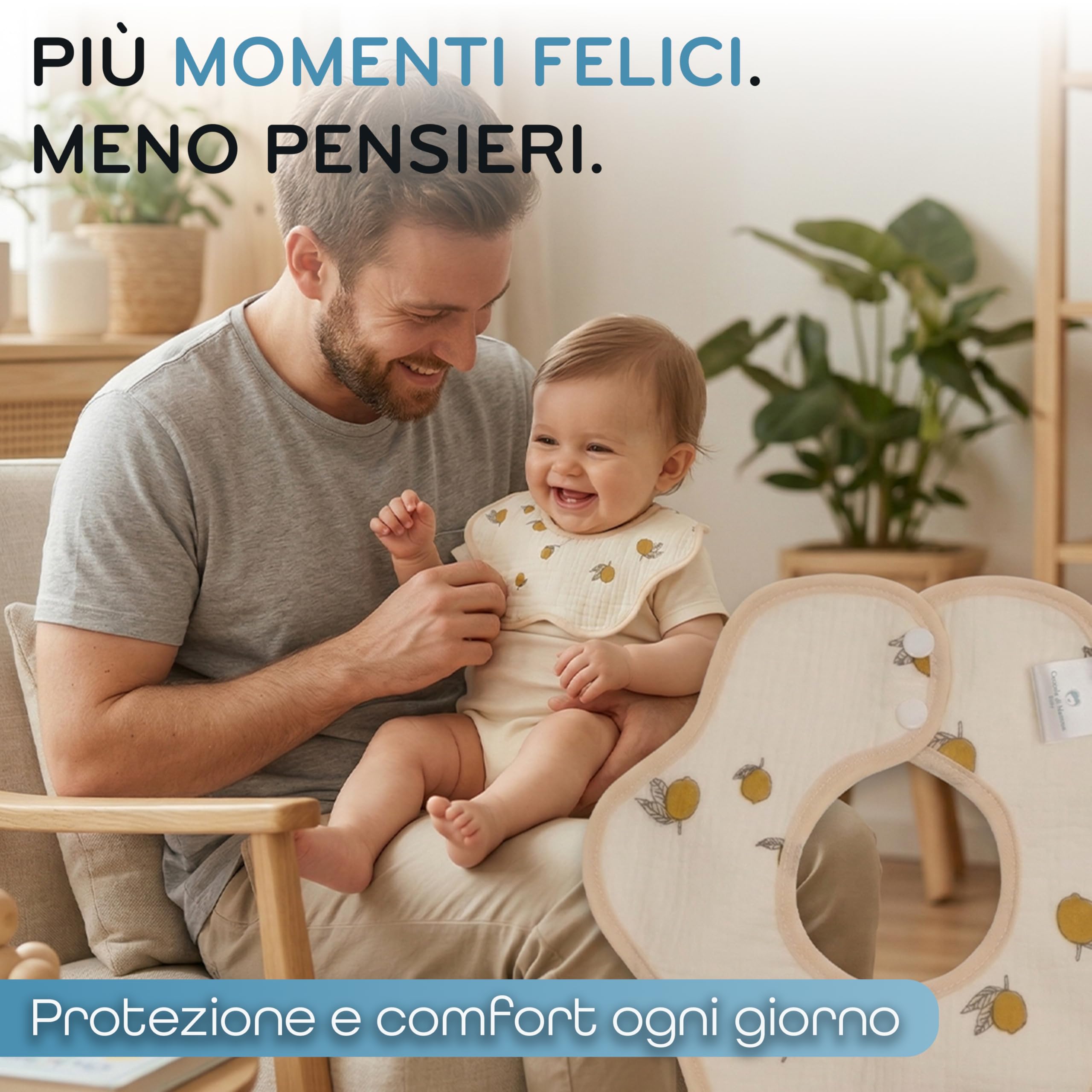 Bavaglini Neonato Impermeabili Set 6 Pezzi in EVA, Protezione Pappa per Neonati e Bambini