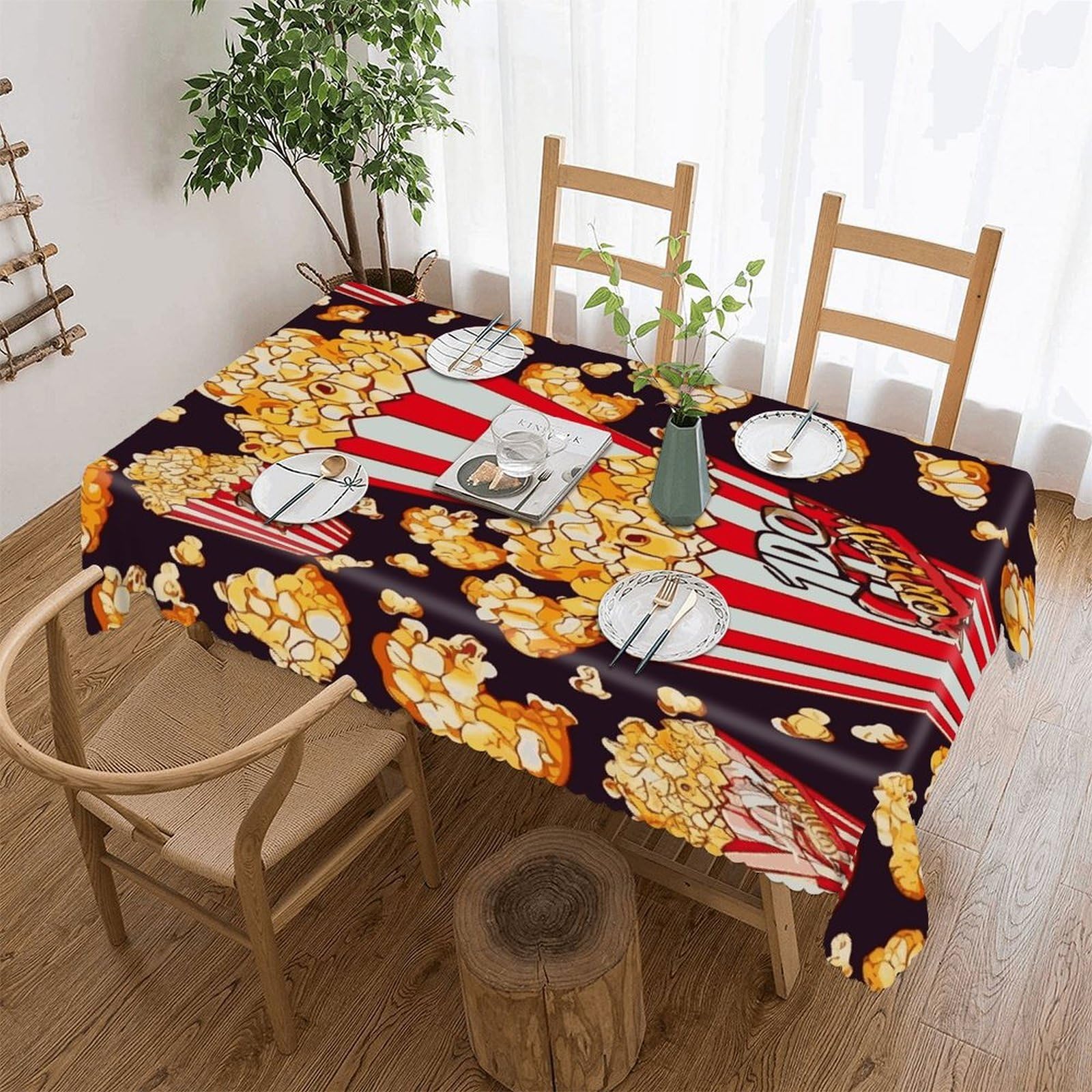 FekiLoot Popcorn Print Tablecloths for Rectangle Tables Wipeable Spillproof Polyester Table Cloth Wrinkle Free Farmhouse Dining Tables Cover Elegant Vintage Decor Tablecover