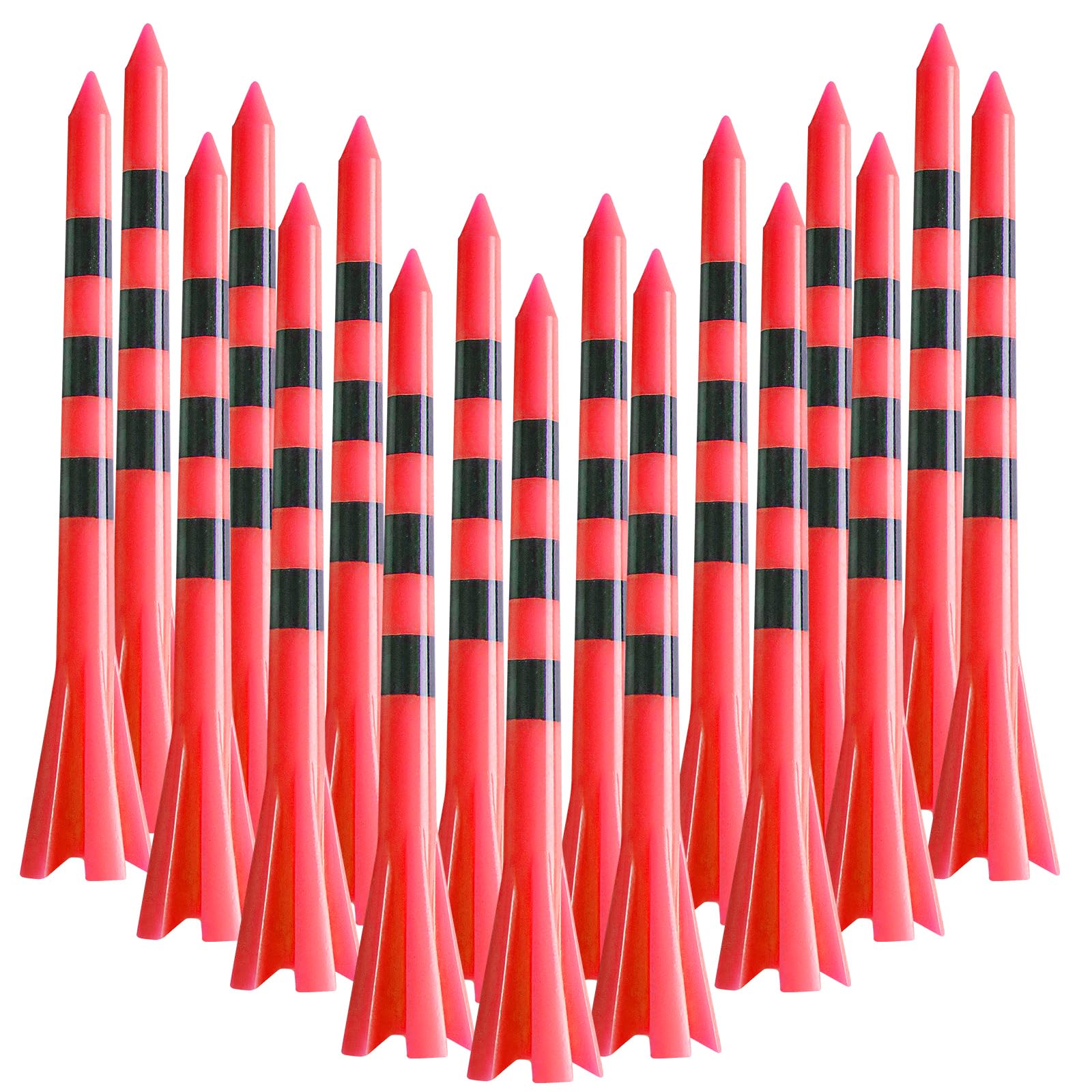 FINGER TEN Golf Tees Plastic Unbreakable 2 3/4 3 1/4 Inch Value 50 Count, 83mm 70mm Tee Durable Pro Upgrade Step Up Long Premium Color White Blue Orange Green Mixed (Red, 2 3/4 Inch(70mm)) — image 1