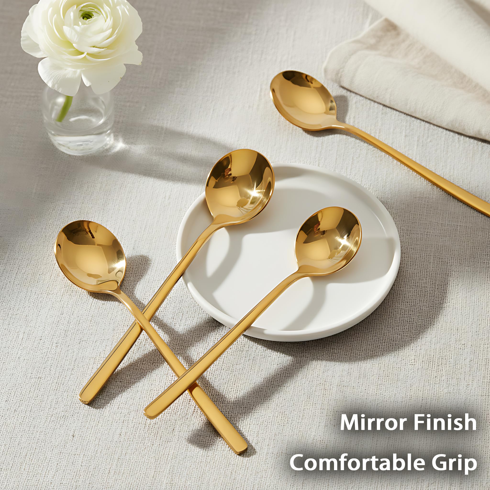 Set 8 Cucchiaini Da Caffè Oro - Acciaio Inox 14 Cm Lavabili