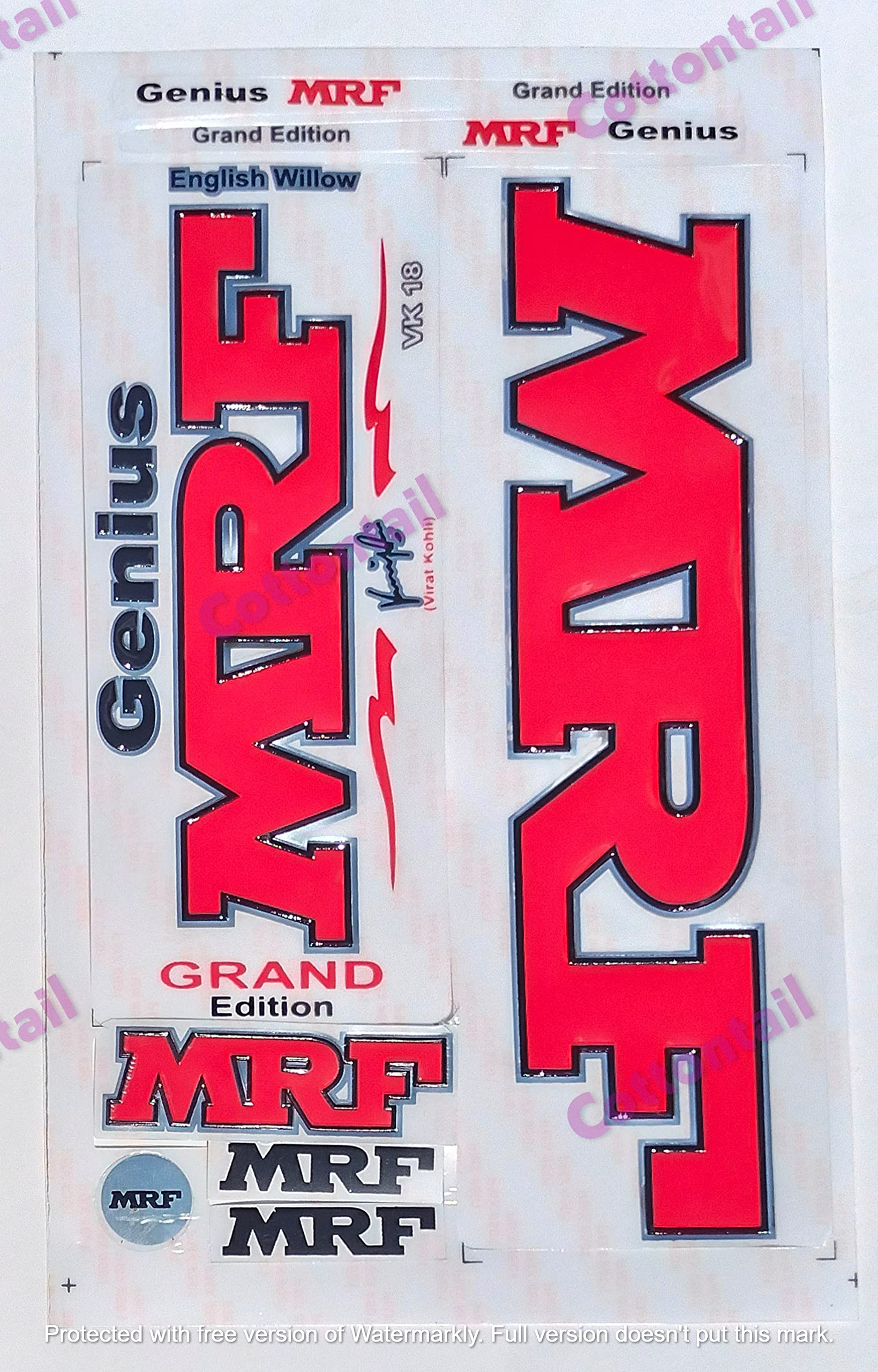 Cottontail | 3D GRAND VK-18 Edition | Embossed Cricket Bat Sticker | Sliver Lining (B0BF5R797Y) Amazon Price History, Amazon Price Tracker