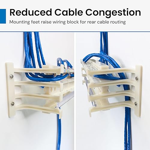 Miniatura 4 de ICC Bloque de cableado 110 con pies, 100 pares, bloque de montaje en pared para voz y datos, cumple con UL 1863, TAA y Sección 889