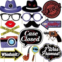 Murder Mystery Photo Booth Props Detective Spy Theme Party Decorations Crime Scene Photobooth Props for Birthday Party Decor