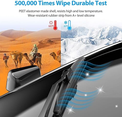 Miniatura 5 de METO Limpiaparabrisas de silicona T6, 24 y 20 pulgadas (juego de 2)