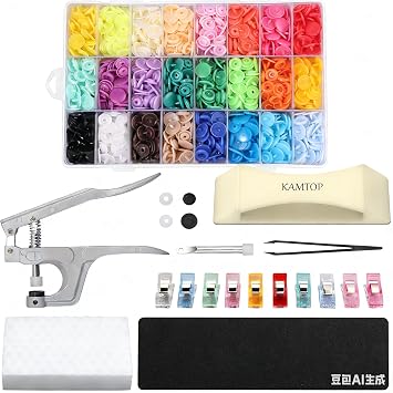 Kamtop Craft & Home Fix Bundle - 120 Sets T5 Snap Buttons 15 Colors Sewing Kit + Nano Adhesion Floor Gap Repair Tool