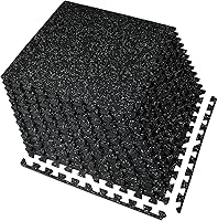 VivaLuz 0.56 Inch Thick 48 Sq Ft Home Gym Flooring - 12 Interlocking Rubber Top EVA Foam Tiles for Weights, Yoga & Fitness Rooms