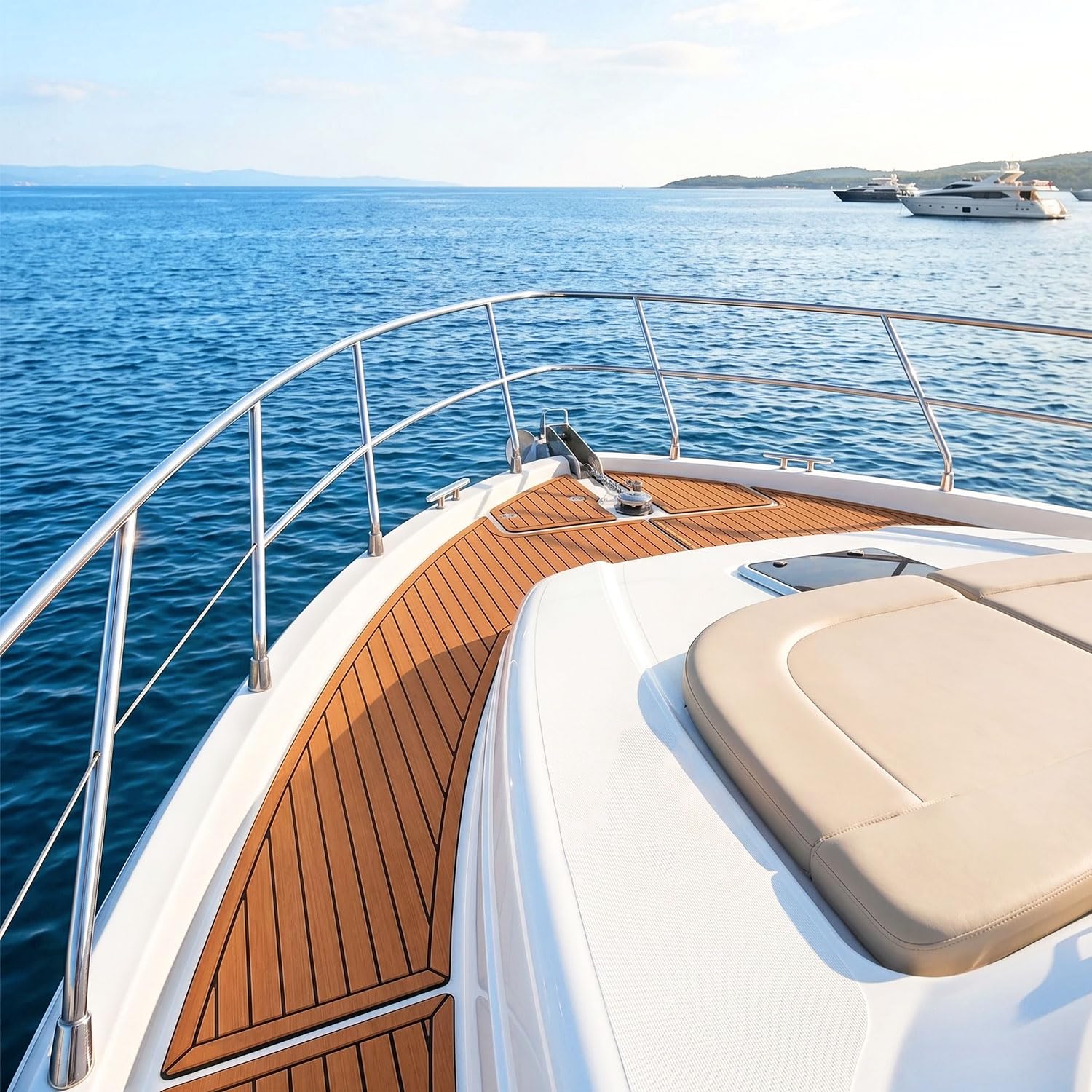 𝐎𝐥𝐥𝐞𝐰𝐢𝐞𝐥𝐥𝐚𝐧 EVA Schaum Bootsbodenbelag 240 x 90 cm Braun, selbstklebende Bodenmatte in Teak Optik, rutschhemmender Marineteppich zum Zuschneiden für Yacht, Wohnmobil und Pooldeck