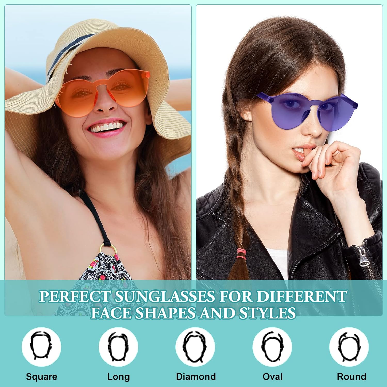 Konohan 42 Pairs Rimless Colored Sunglasses Bulk Colorful Glasses Frameless Fun Party Sunglasses Round Candy Colored Tinted Eyewear Retro Eyeglasses for Women Men Birthday Party Favor, 21 Colors - Image 4