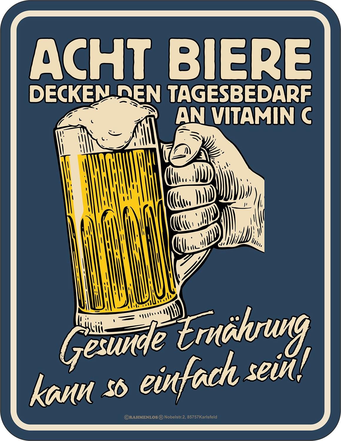 Acht Biere Blechschild (7"x9")