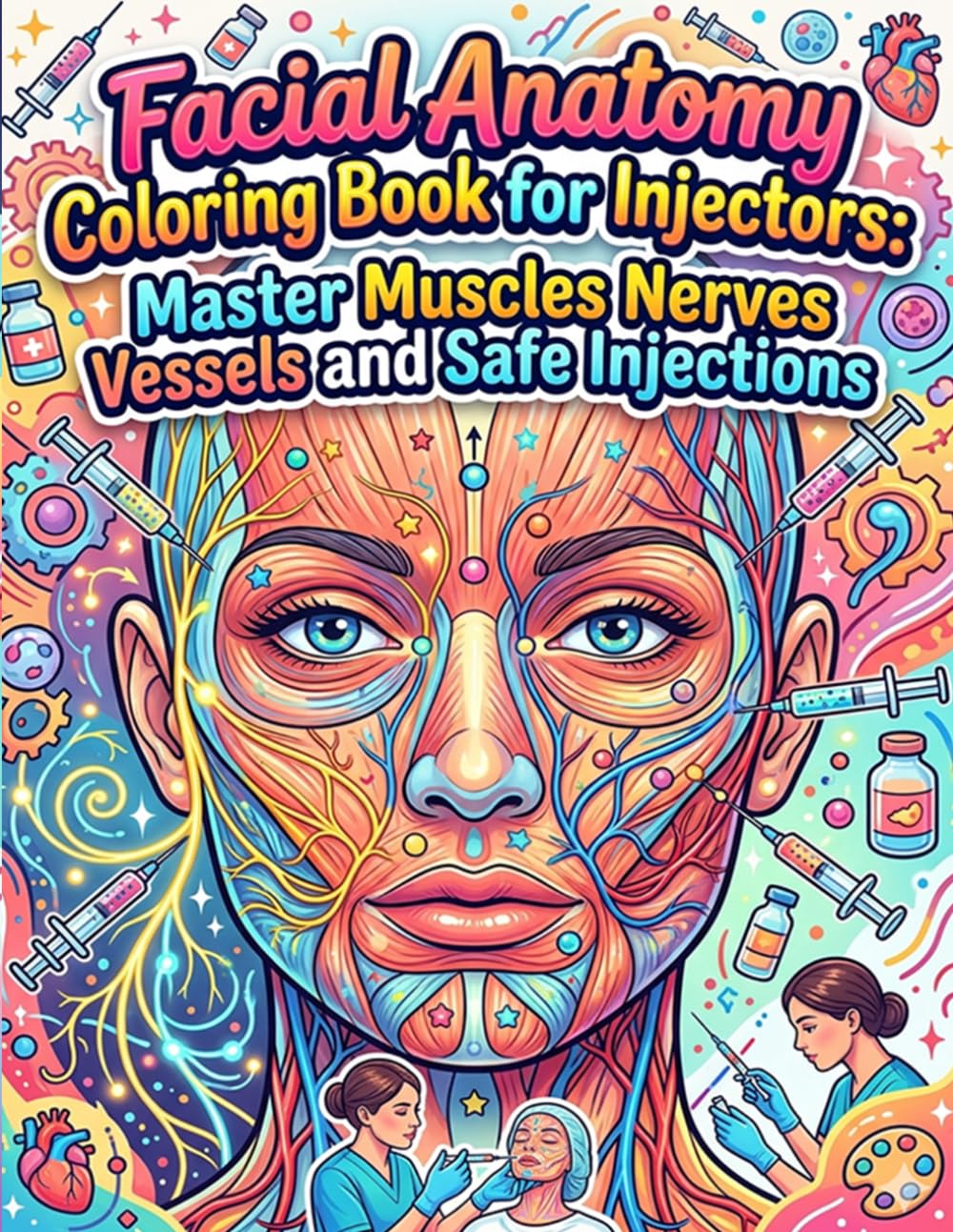 Facial Anatomy Coloring Book for Injectors: Master Muscles Nerves Vessels and Safe Injections: A Practical Visual Study Guide for Aesthetic Medicine Students and Practitioners