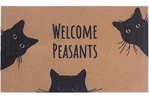 Welcome Peasants Black Cat Doormat