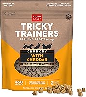 CloudStar Tricky Trainers Cheddar Crunchy Dog Training Treats - Low Calorie, Pro-Recommended, 450 Treats 8oz Pouch