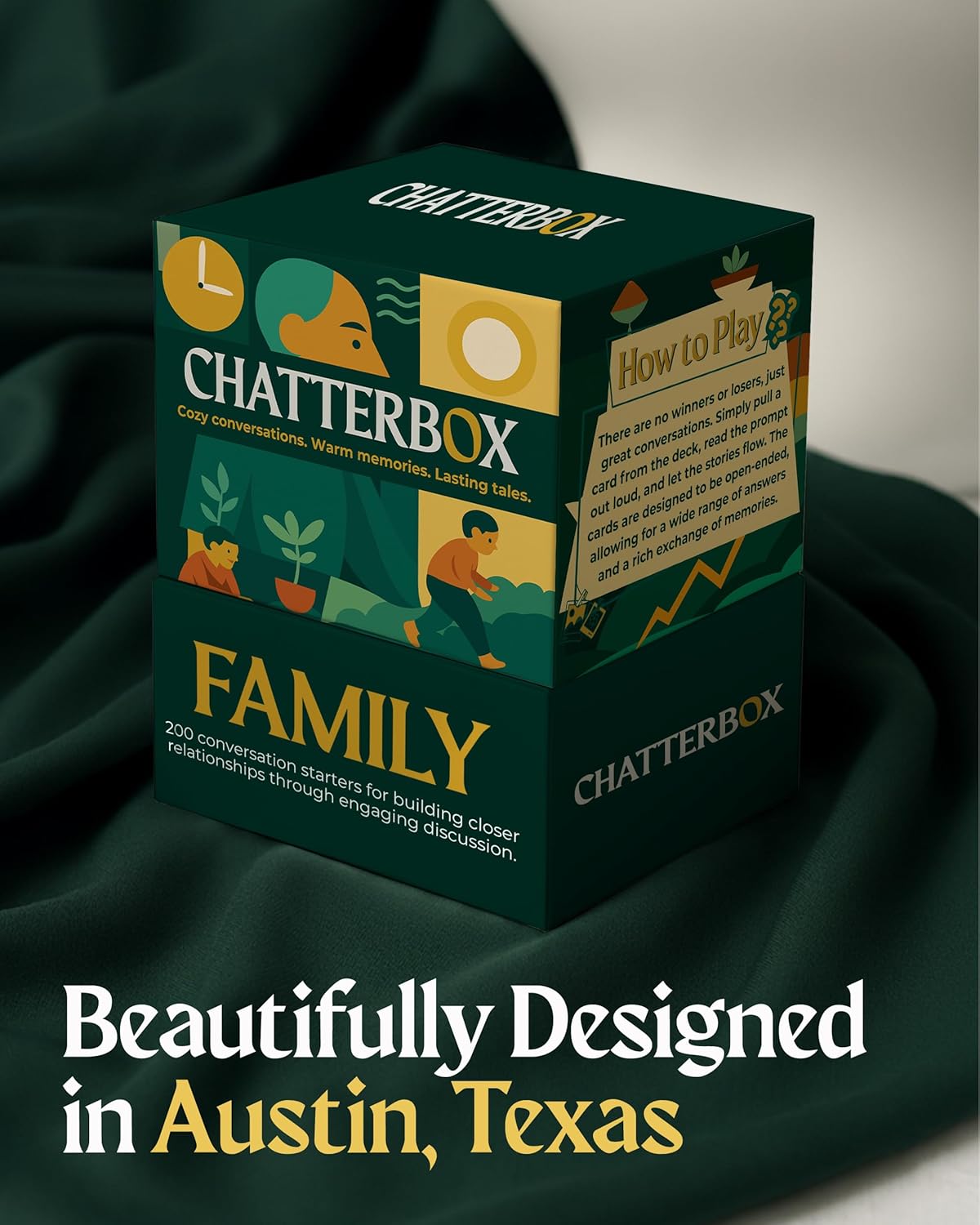 Chatterbox Conversation Cards for Families & Parents, Share Life Stories & Connect with Family & Get to Know You Game, Perfect for Game Night, Family Reunion, Dinner Table or Road Trips, 2+ Players