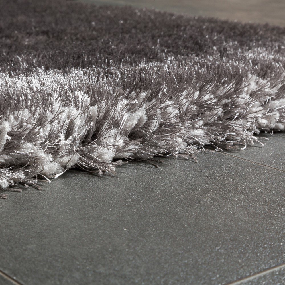 Produktbild von Paco Home Hochflor Teppich Wohnzimmer Shaggy Pastell Einfarbig Weich Flauschig Grau 120 Cm Rund