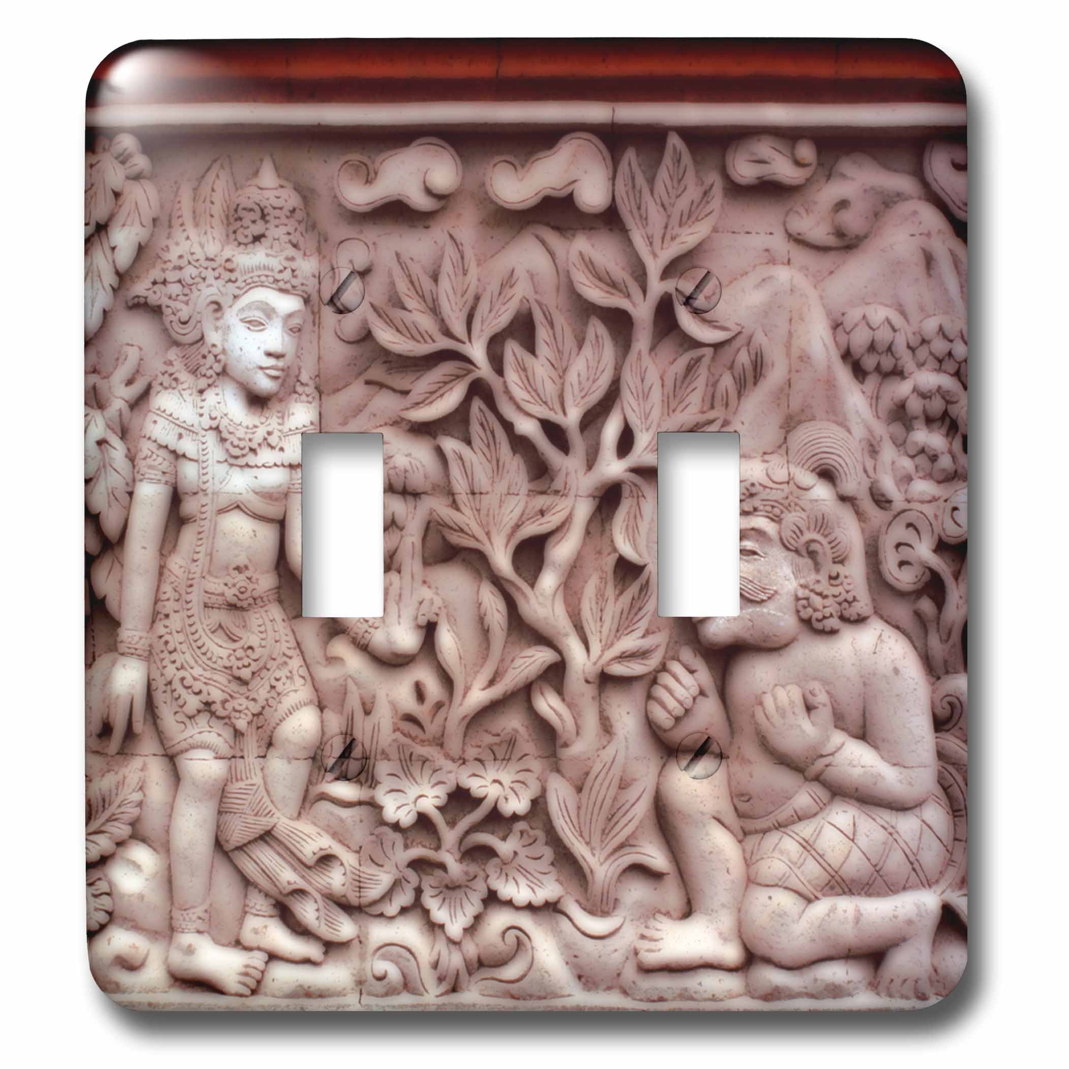 Interrupteur double Bali sculpté en pierre 3dRose lsp_72571_2 Janyes Gallery
