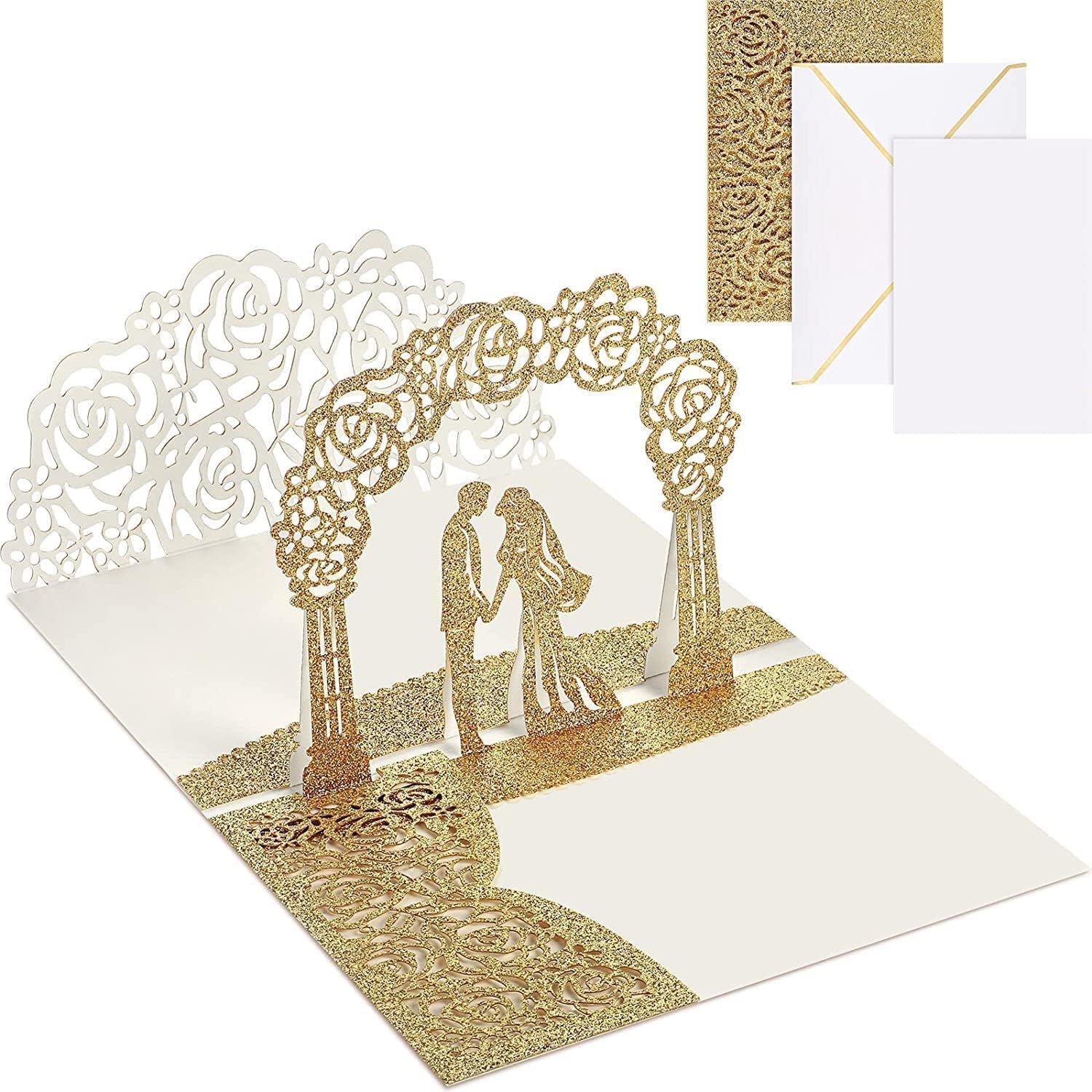 Wedding Pop Up Card, Wedding Card, Handmade 3D Greeting Cards with Romantic Bride & Groom Design, For Wedding Party, Engagement, Anniversary, Surprise Present for Couple, Wife or Husband