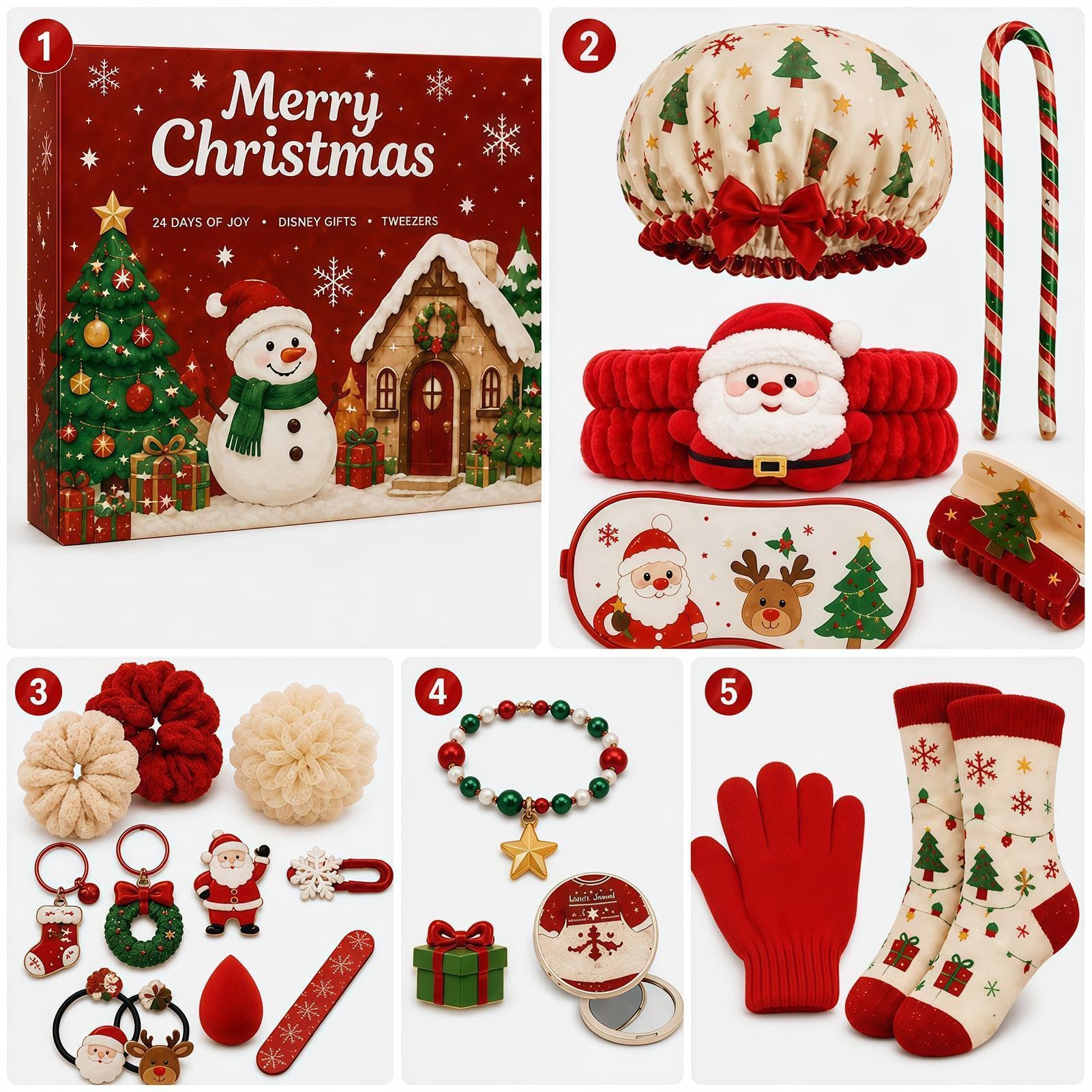 Countdown To Christmas Calendar Santa Bransoletki Akcesoria do włosów