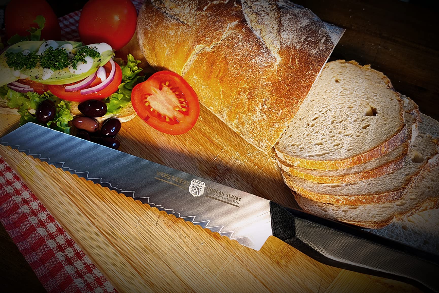 Vosteed Serrated Bread Knife 9" Professional Stainless Steel Bread Knife
