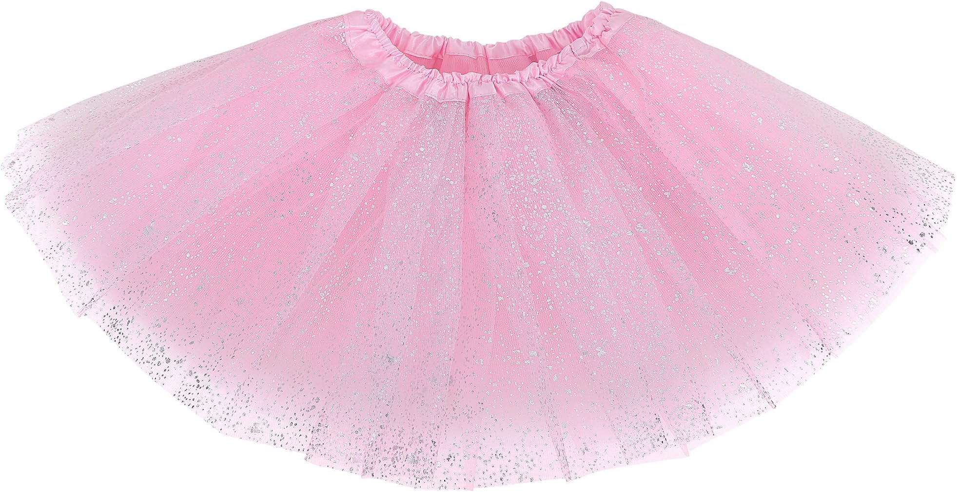 Girl's Princess 4 Layered Dress Up Tulle Tutu Skirt with Sparkling Sequins