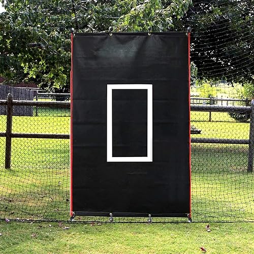 Vaolvpant Backstop de béisbolsóftbol con zona de huelga, fondo de jaula de bateo de vinilo negro y protector de red duradero para instalaciones para
