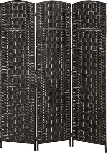 Miniatura 22 de HOMCOM Divisor de habitación, pantalla de privacidad plegable de 6 paneles, divisor de pared de 6 pies de altura portátil de mimbre entretejido para