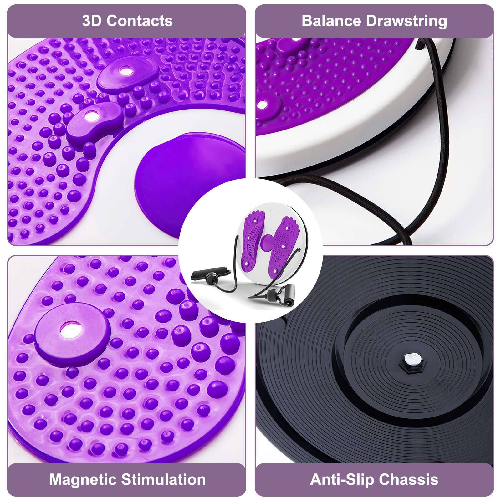 Twist Disque de Taille avec Corde de Traction, Fitness Waist Wriggling Plate Disque De Fitness, Pour Les Hanches Et La Taille De Fitness Et De Mouvement