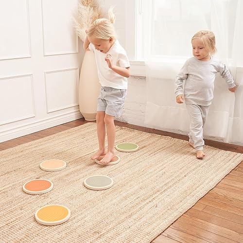 Miniatura 4 de Divertidas piedras de madera para niños, actividad perfecta en interiores para mejorar el equilibrio y las habilidades de coordinación, juego de 6