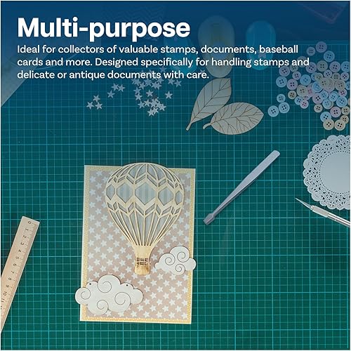 Miniatura 5 de MMOBIEL 2 pinzas de acero inoxidable para sellos, pinzas planas de punta ancha de precisión para sellos, documentos, desarrollo de fotos, etc.