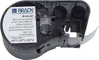Brady - 131584 Self-Laminating Vinyl Label Tape - Black on White, Translucent Tape - Compatible with BMP41, BMP51, and BMP53 Label Makers - 1" Height.375" Width (M-48-427)