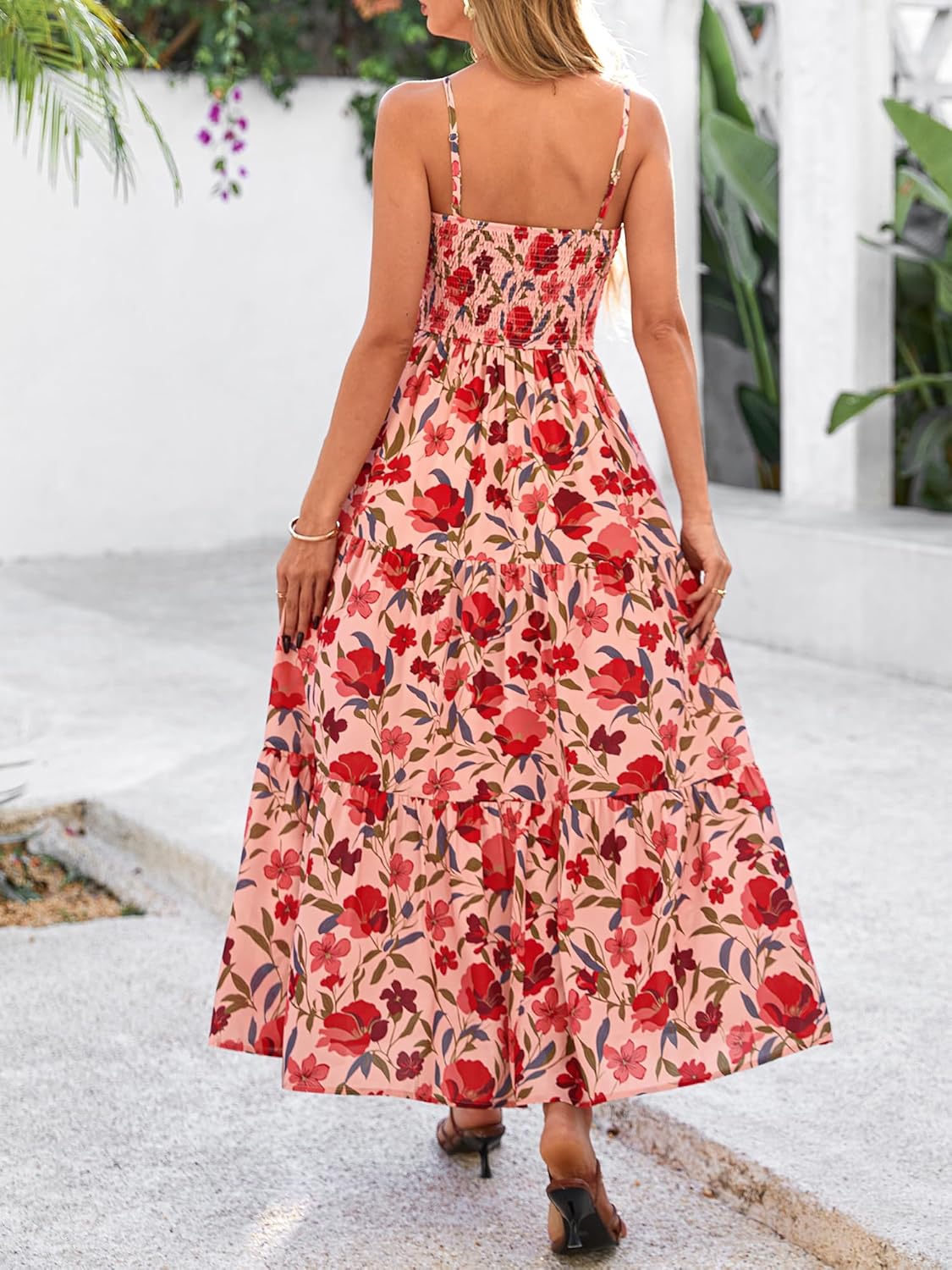 NOLLSOM Women's Summer Dress 2025 Casual Floral Boho Maxi Dresses Sleeveless Spaghetti Strap Long Beach Sun Dresses - Image 3