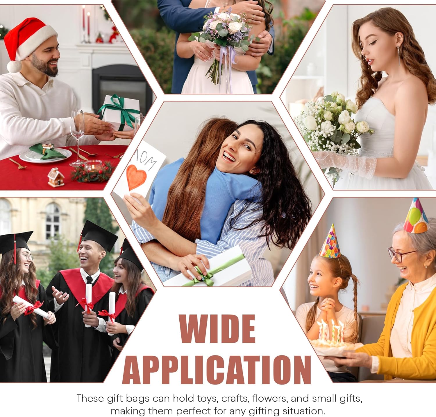 15Pack Clear Plastic Gift Bags with Handle,Reusable PP Gift Wrap Tote Bags with Ribbon Card for Wedding Bridal Birthday Party Baby Shower Goodies Graduation Shopping Business, 12x10x5Inch (black, large) - Image 7