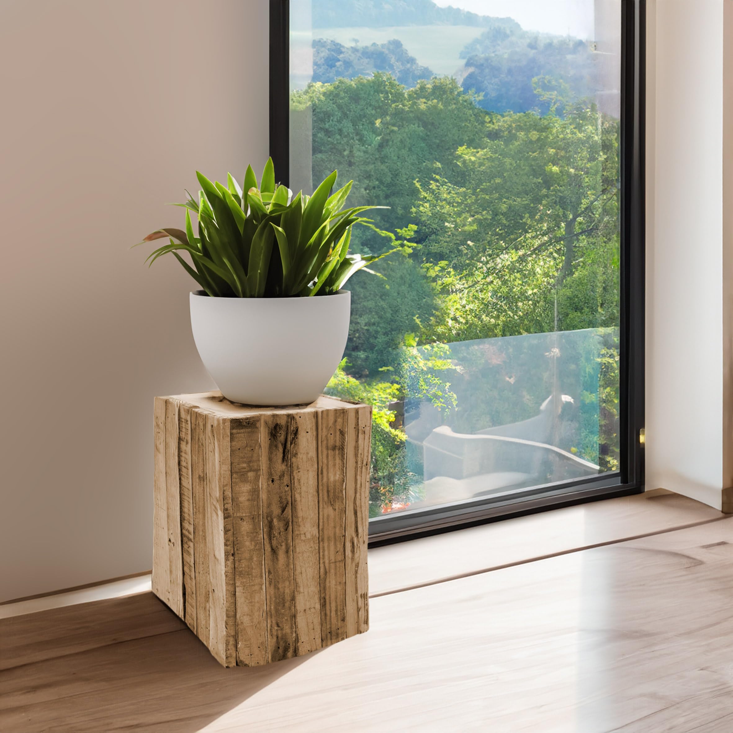 Spetebo Tabouret design carré en bois - 30 x 20 cm - Table d'appoint pour fleurs