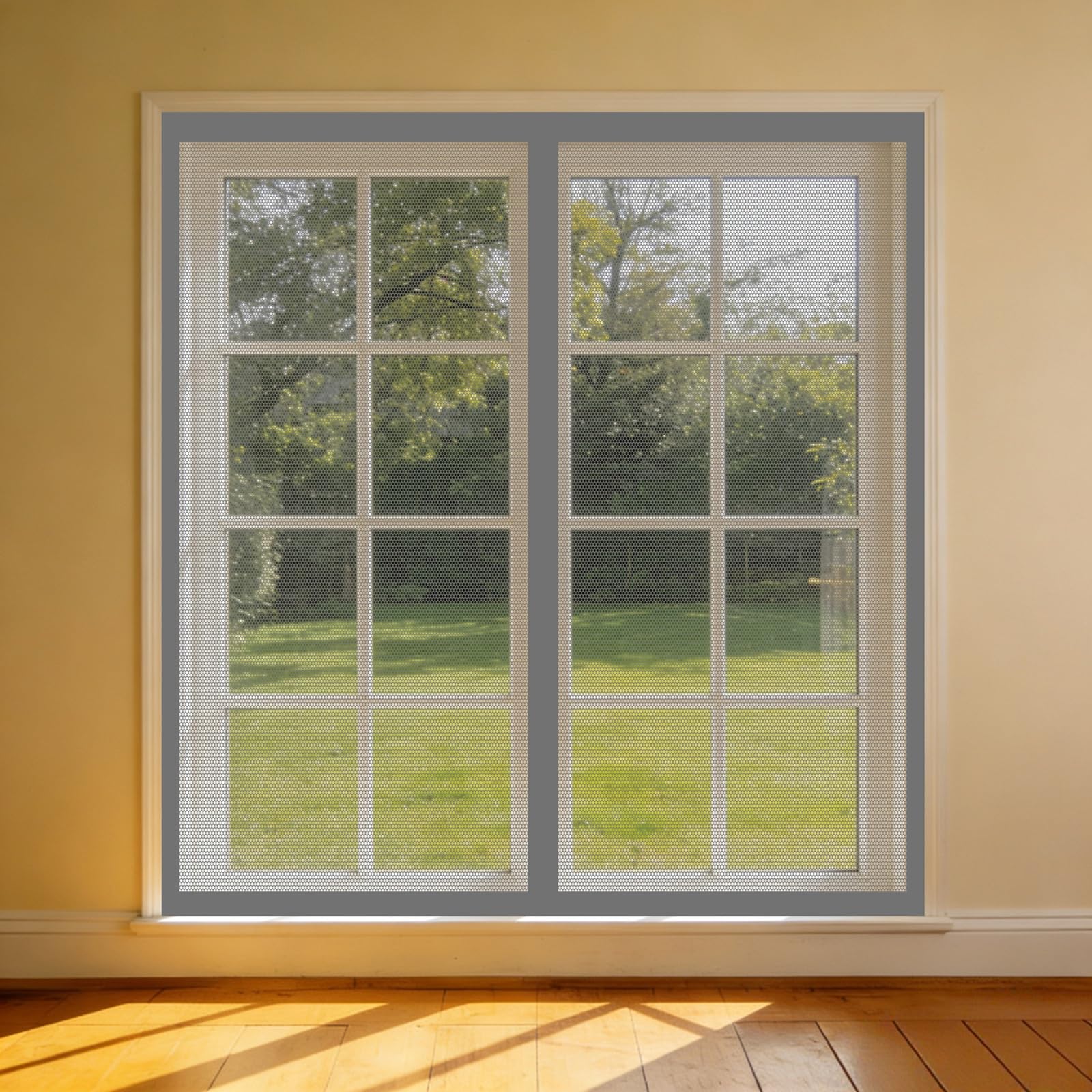 Moustiquaire porte fenêtre 136 x 180 cm gris | Rideau aimanté anti-moustique sans perçage